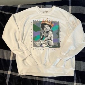 Men's Notorious B.I.G. Biggie Smalls White Crewneck Sweatshirt Size Medium